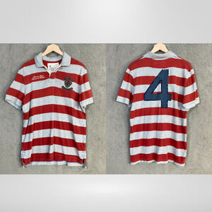 Vintage American Eagle Mens Y2K Rugby Polo Size L Thick Varsity Preppy Sporty